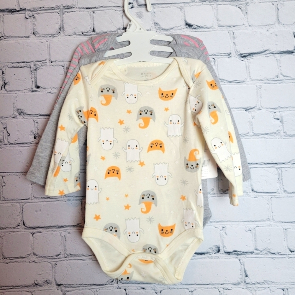 Bon Bebe Halloween 6-9 Months Long Sleeve Bodysuits Set of 3